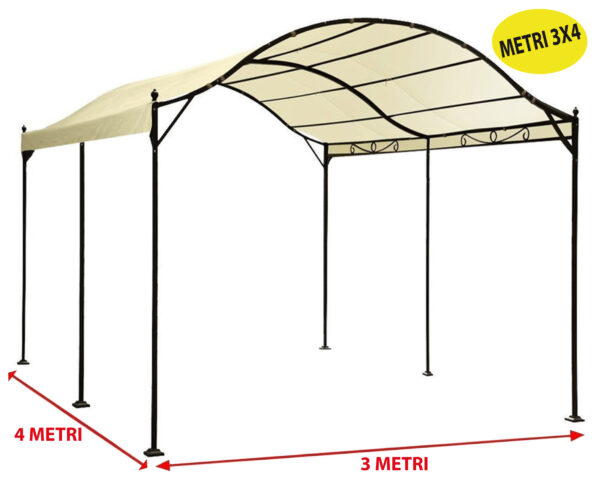 Gazebo impermeabile in metallo curvo 3x4 mt Lusso