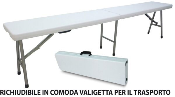 Set birreria in dura resina tavolo e 2 panche 180x76H72 cm per sagra campeggio fiera