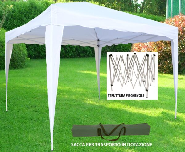 Gazebo in ferro e metallo Pieghevole a fisarmonica 3x3 mt