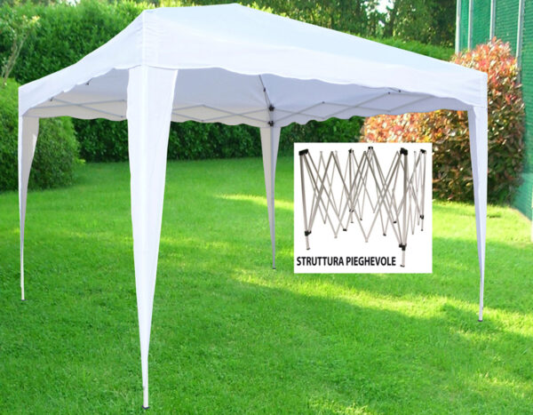 Gazebo in ferro e metallo Pieghevole a fisarmonica 3x3 mt