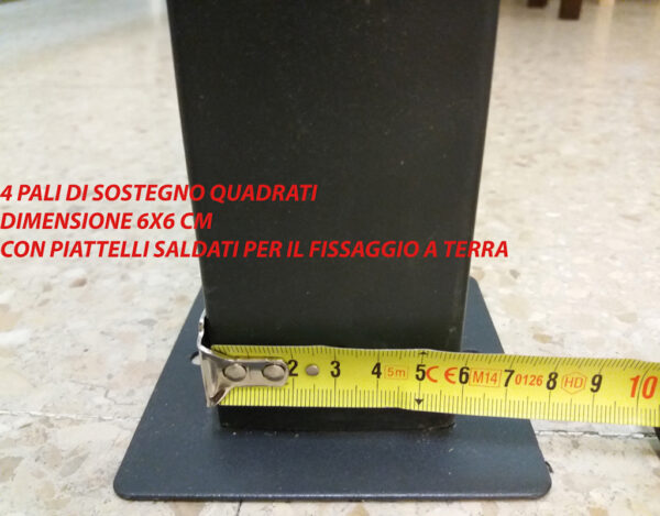 Gazebo da giardino impermeabile ecrù in metallo nero satinato 3x4 metri e doppio tetto anti vento pali portanti 6x6 cm