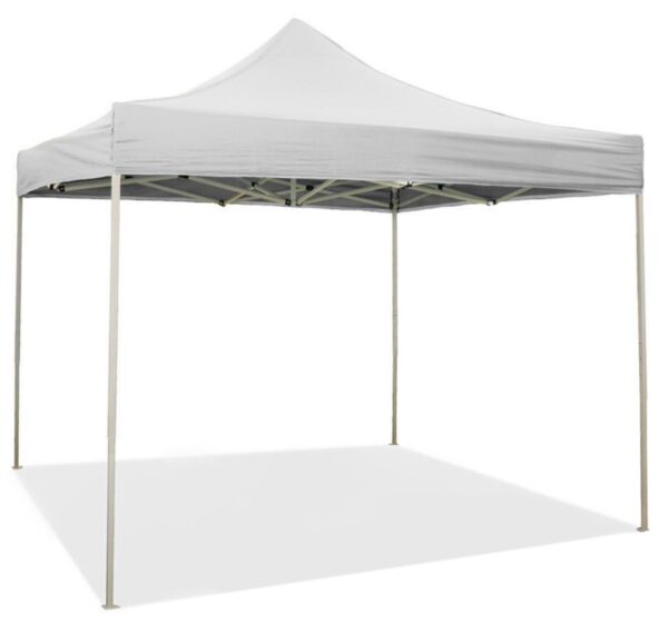 Gazebo pieghevole richiudibile telescopico 3x3 m. telo bianco per mercato fiera manifestazioni sagra campeggio giardino telo plastificato impermeabile anti pioggia