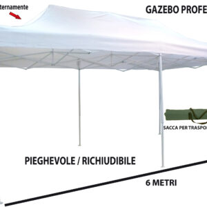 Gazebo pieghevole telescopico 3x6 m. telo bianco