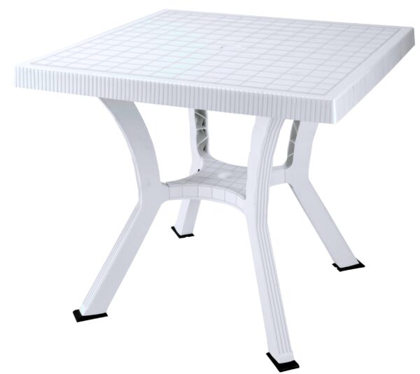 Tavolo 79x79 cm Figaro Elite bianco in dura resina finto rattan