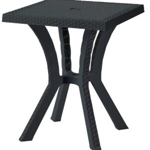 Tavolo 60x60 cm Rigoletto simil Rattan nero antracite in dura resina di plastica