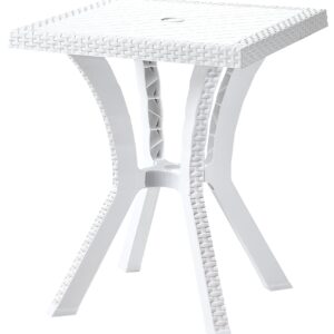 Tavolo tavolino quadrato 60x60 cm Rigoletto simil Rattan bianco in dura resina di plastica per bar ristorante casa giardino balcone