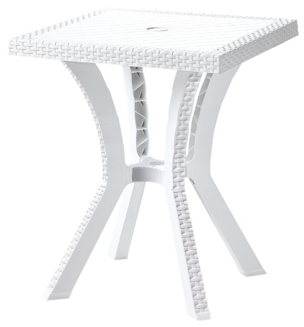 Tavolo tavolino quadrato 60x60 cm Rigoletto simil Rattan bianco in dura resina di plastica per bar ristorante casa giardino balcone