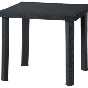 Tavolo tavolino quadrato per 4 persone 80x80 cm Figaro Garden in dura resina finto rattan vimini nero antracite per bar ristorante casa giardino balcone