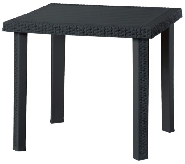 Tavolo tavolino quadrato per 4 persone 80x80 cm Figaro Garden in dura resina finto rattan vimini nero antracite per bar ristorante casa giardino balcone