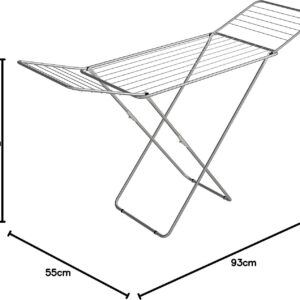 Stendibiancheria stendino pieghevole Gimi Jolly in acciaio grigio stendi panni da pavimento con piedi antiscivolo stenditura 18 metri per casa balcone interno esterno made in Italy