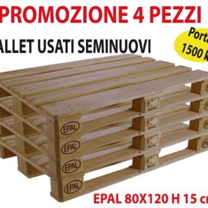 4 pezzi bancali epal per magazzinaggio 80x120 H 15 cm