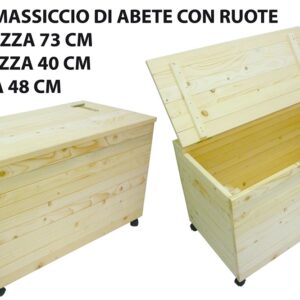 Cassapanca Baule in legno porta legna con ruote