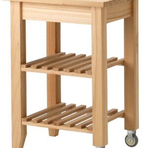 Carrello da cucina Ikea Bekvam in legno massiccio di faggio con 2 ruote e 2 ripiani 58 x 50 cm