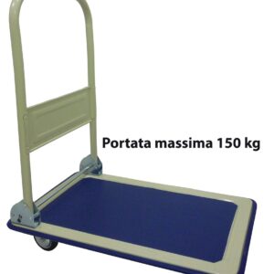 Carrello portapacchi in acciaio con 4 ruote e manico pieghevole portata 150 kg