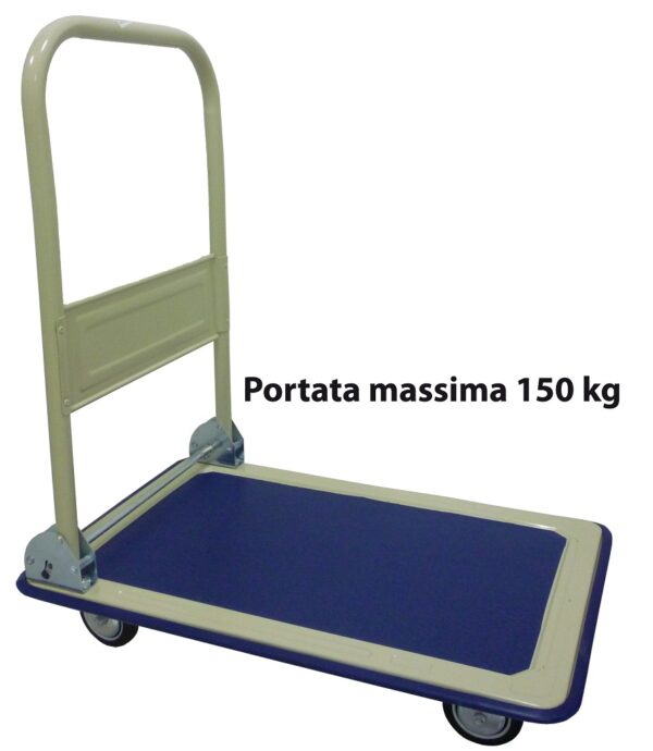 Carrello portapacchi in acciaio con 4 ruote e manico pieghevole portata 150 kg