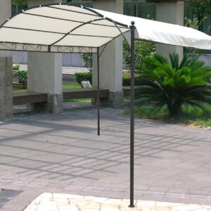 Gazebo impermeabile onda in metallo nero 3x2,5 mt telo bianco