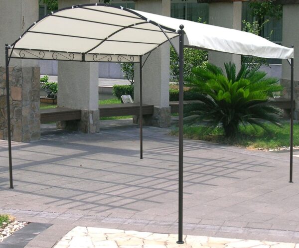 Gazebo impermeabile onda in metallo nero 3x2,5 mt telo bianco