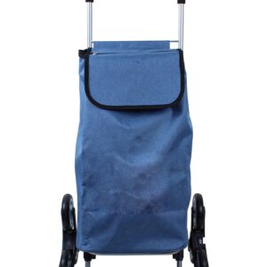 Carrello Porta spesa trolley sali scendi scale, Capienza 46 Litri, struttura in acciaio, 6 Ruote, Sacca In Poliestere blu, Portata 15 kili ‎23 x 33 x H 102