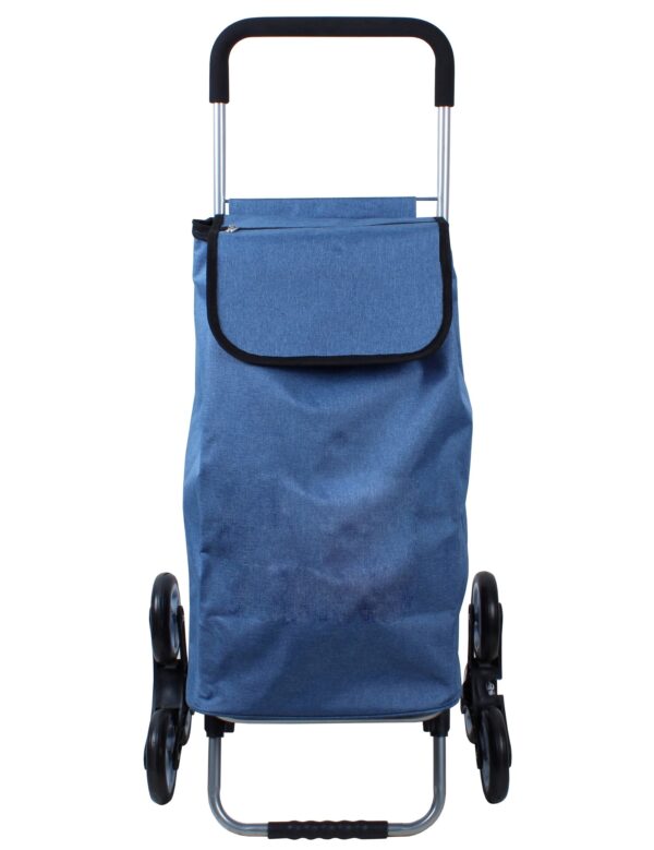 Carrello Porta spesa trolley sali scendi scale, Capienza 46 Litri, struttura in acciaio, 6 Ruote, Sacca In Poliestere blu, Portata 15 kili ‎23 x 33 x H 102