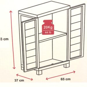 Mobile in dura plastica grigio e nero con 2 ante e 1 piano