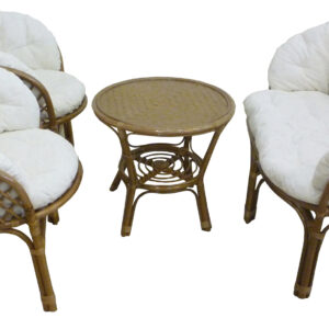 Set completo salotto in vimini bambù e rattan luna Bahama noce marrone divano poltrone tavolo da giardino balcone terrazzo veranda casa