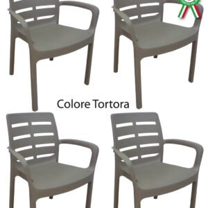 4 pz Poltrona sedia Borneo in dura resina colore tortora