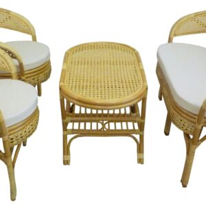 Set completo salotto in vimini bambù e rattan Bali chiaro naturale