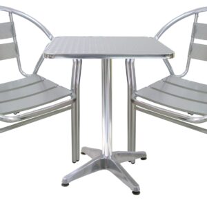 Set completo salotto in alluminio 2 sedie doppio tubolare e tavolo per casa balcone bar ristorante esterno stabilimento