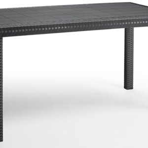 Tavolo rettangolare 147x87 cm Houston nero antracite in dura resina finto rattan