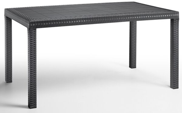 Tavolo rettangolare 147x87 cm Houston nero antracite in dura resina finto rattan