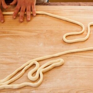 Tavola rettangolare per ammassare la pasta in legno di faggio con blocco per tavolo da cucina 100x60 cm