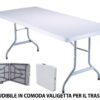 Tavolo Tavolino pieghevole set birreria in dura resina 180x74xH74 cm per sagra campeggio fiera casa