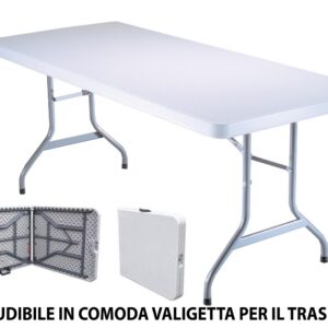 Tavolo Tavolino pieghevole set birreria in dura resina 180x74xH74 cm per sagra campeggio fiera casa