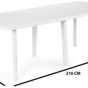 Tavolo tavolino rettangolare grande in resina di plastica bianco da giardino esterno balcone terrazzo