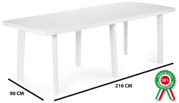 Tavolo tavolino rettangolare grande in resina di plastica bianco da giardino esterno balcone terrazzo