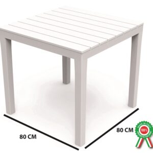 Tavolo quadrato 80x80 Bali in resina finto legno bianco