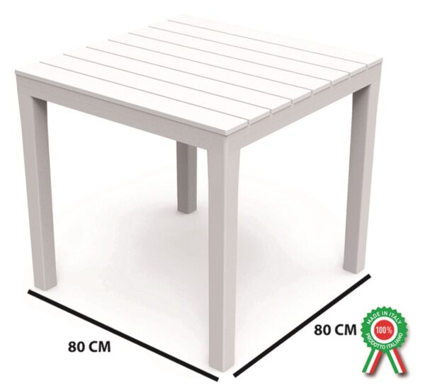 Tavolo quadrato 80x80 Bali in resina finto legno bianco