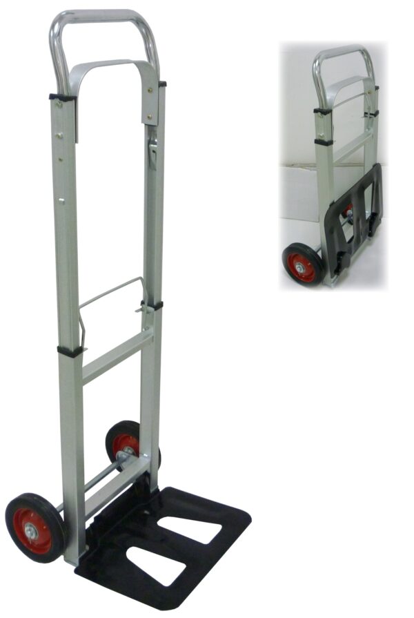 Carrello portapacchi in acciaio con 2 ruote pieghevole portata 90 kg