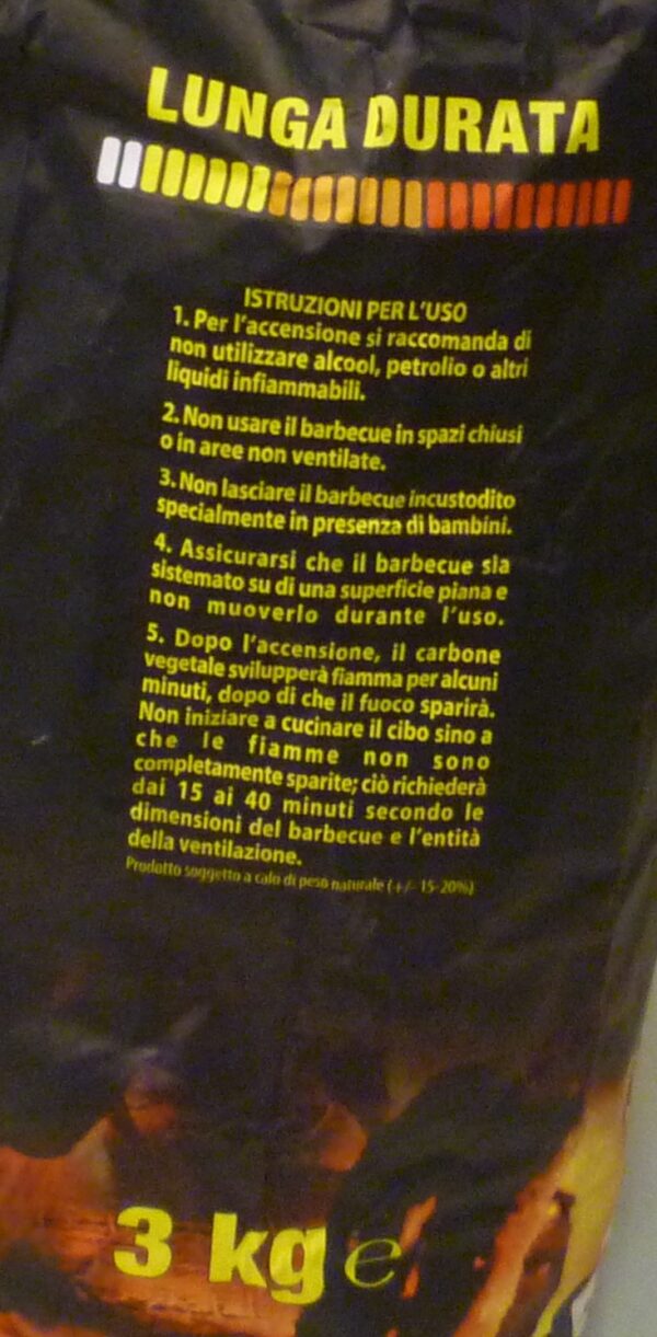 Sacco da 3 kg carbone carbonella lunga durata per fuoco barbeque bbq camino fornacella grigliata arrosto