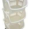 Carrello porta frutta tidy tortora e bianco in resina con ruote 3 cestelli