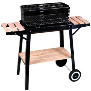 Barbecue braciere portatile in metallo ferro e acciaio a legna e carbonella BBQ carrello grill