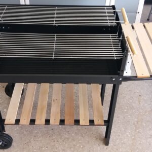 Barbecue braciere portatile in metallo ferro e acciaio a legna e carbonella BBQ carrello grill grande piano cottura