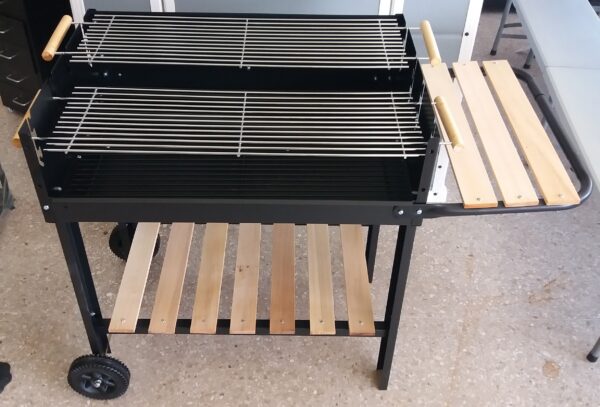 Barbecue braciere portatile in metallo ferro e acciaio a legna e carbonella BBQ carrello grill grande piano cottura