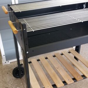 Barbecue braciere portatile in metallo ferro e acciaio a legna e carbonella BBQ carrello grill grande piano cottura