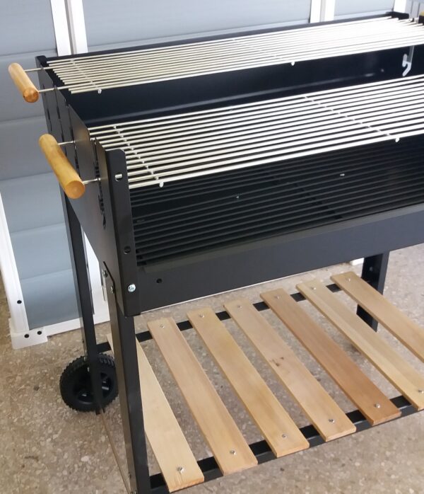 Barbecue braciere portatile in metallo ferro e acciaio a legna e carbonella BBQ carrello grill grande piano cottura