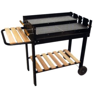 Barbecue braciere portatile in metallo ferro e acciaio a legna e carbonella BBQ carrello grill grande piano cottura